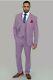 Mens House of Cavani Miami Lilac Linen Blend 3 Piece Suit Slim Fit Ch38 W 32