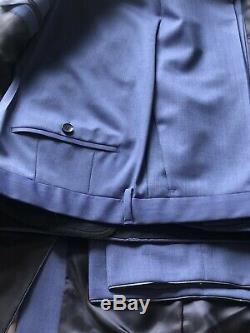 Mens Hugo Boss Huge5/Genius3 Slim Fit Blue Suit 42RX W36 MSRP $795