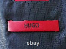 Mens Hugo Boss Italian Navy Herringbone 3 Piece Slim Fit Suit 40l W34 X L34