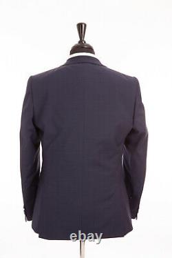Mens Kip Slim Fit Suit Navy Blue Micro Check 38R W36 L33 Unhemmed RRP$499