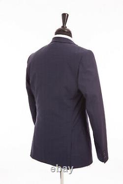 Mens Kip Slim Fit Suit Navy Blue Micro Check 38R W36 L33 Unhemmed RRP$499