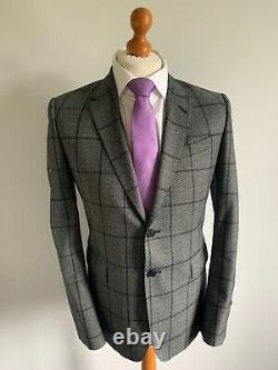 Mens LUXURY PAUL SMITH THE BYARD SLIM FIT WOOL SUIT In GREY CHECK 38R EX-CON
