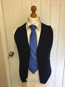 Mens LUXURY REISS MARSHALL SLIM FIT 3 PIECE SUIT In NAVY CHECK 38R EX-CON