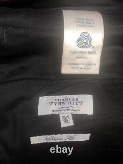 Mens Luxury Charles Tyrwhitt 3 Piece Classic Fit 100% Wool Suit 42R 34W 30L