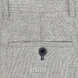 Mens MRTZ Grey wool blend 3 Piece Herringbone Vintage Smart Slim Fit Suit