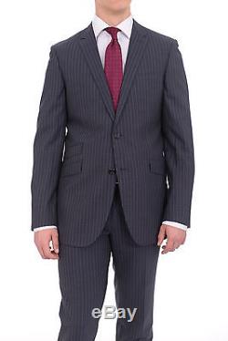 Mens Napoli Extra Slim Fit Blue Pinstriped Marzotto Half Canvassed Wool Suit
