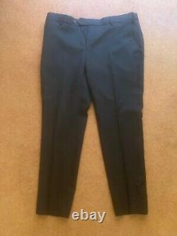 Mens Next Navy Micro Check Suit Size 38s Slim Fit three piece Floral lining