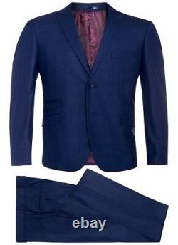 Mens Premium Designer Formal Suit Slim Fit Navy Check Office Wholesale Price