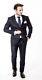 Mens Premium Formal Suit Designer Slim Fit Tailored Suit Black Check Work Formal