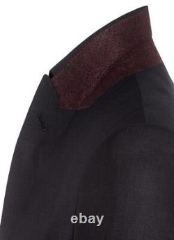 Mens Premium Formal Suit Designer Slim Fit Tailored Suit Black Check Work Formal