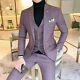 Mens Purple Suit 3 Pc Slim Fit Suit Elegant Evening Party Wear Dinner Coat Pants