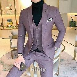 Mens Purple Suit 3 Pc Slim Fit Suit Elegant Evening Party Wear Dinner Coat Pants