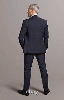 Mens Quality Blue Pinstripe 3 Piece Suit Slim Fit Tom Percy