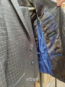 Mens Slim Fit Designer Suit Dark Grey/Blue Alexander Caine Two Piece Suit