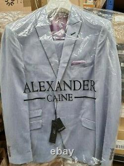Mens Slim Fit Designer Suit Light Blue Alexander Caine 2 Piece Suit