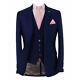 Mens Slim Fit Suit Jacket Waistcoat Trousers Business Indigo Blue Sold Separate