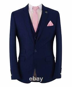Mens Slim Fit Suit Jacket Waistcoat Trousers Business Indigo Blue Sold Separate