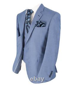 Mens Slim Fit Suit Jacket Waistcoat Trousers Wedding Sky Blue Set Sold Separate
