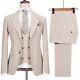 Mens Suit Three Piece Beige Khaki Check 100% Wool Slim Fit Summer Wedding Prom 3