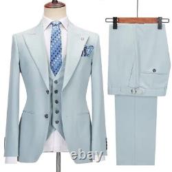 Mens Suit Three Piece Mint 100% Wool Slim Fit Wedding Formal Prom Groom