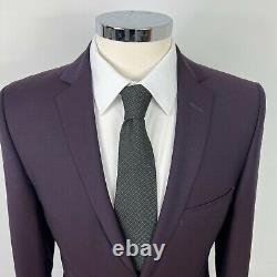 Mens Ted Baker Slim Fit Modern Pure Wool Purple Suit-Chest 36-Waist 32-Leg 29.5