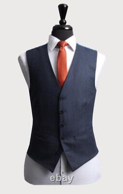 Mens Tom Percy Blue Herringbone Tweed Three Piece Suit The Sowerby