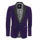 Mens Velvet Tuxedo Suit Jacket Black Shawl Lapel Blazer Smart Formal Dinner Coat