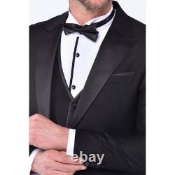 Mens Wedding & Prom Dinner Tuxedo Slim Fit Three Piece Suit Black