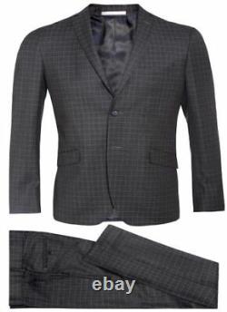 Mens Wedding Suit Slim fit Charcoal Grey checked 3 Piece Suit Wholesale Price