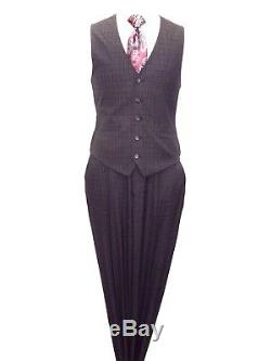 Mens Wool 3 Piece Vested Suit Rivelino Renoir English Plaid Slim Fit 514-1 Black