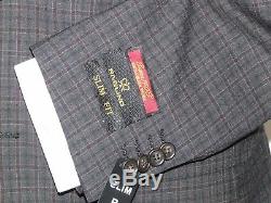 Mens Wool 3 Piece Vested Suit Rivelino Renoir English Plaid Slim Fit 514-1 Black