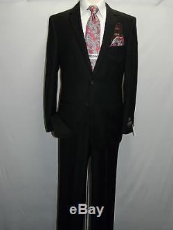 Mens Wool Cashmere Solid Black Dress Suit Giorgio Cosani 2 button 900 Slim Fit