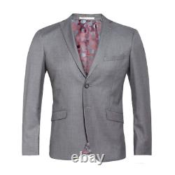 Mens premium designer slim fit suit Light Grey Formal Wedding Party Office
