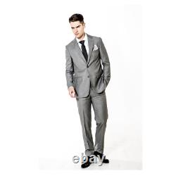 Mens premium designer slim fit suit Light Grey Formal Wedding Party Office