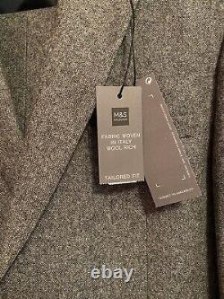 MensM&S2 piece, 2 button, slim fit Suit, grey, 42RX36R X2 Pairs Of Trousers, New