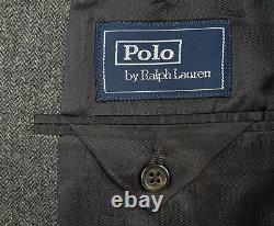 Mint! 42 L Polo Ralph Lauren Italy Grey Herringbone Tweed Slim Fit Suit