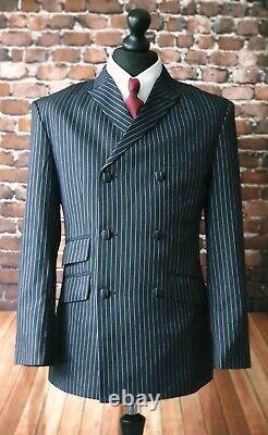 Mod Suit Black & White Pinstripe Suit 6 Button Double Slim Fitting Suit 1960's