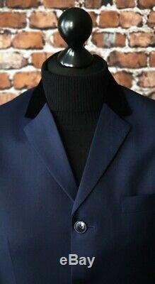 Mod Suit Navy Fabric Black Velvet Collar Suit 3 Button Slim Fitting Suit 1960's