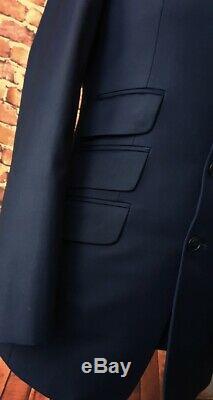 Mod Suit Navy Fabric Black Velvet Collar Suit 3 Button Slim Fitting Suit 1960's