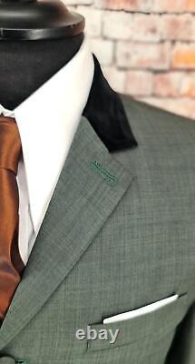 Mod skinhead suit Green & Black fine wool suit 3 button tailored fit