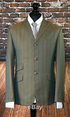 Mod suit, skinhead suit Green & Gold Two Tone suit 3 button suit slim fit