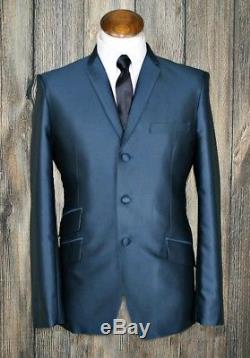Mod suit, skinhead suit teal tonic suit 3 button suit slim fit mod suit