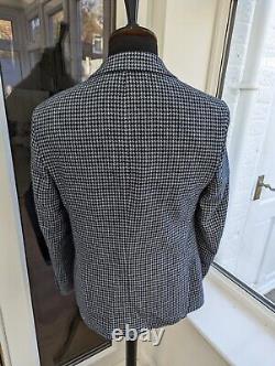 Moss Bros 1851 Slim Fit Blue Houndstooth Blazer Suit Jacket Size 40R Brand New