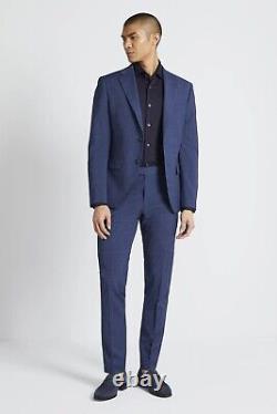 Moss Bros DKNY Slim Fit Blue Suit Jacket And Waistcoat RRP £339
