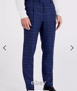Moss Bros. Slim Fit Blue Check Jacket, Trousers And Waistcoat