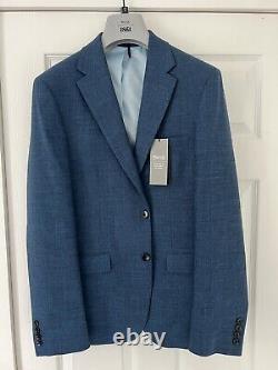 Moss Bros Slim Fit Suit (3 Piece Blue)