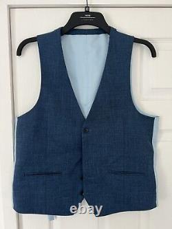 Moss Bros Slim Fit Suit (3 Piece Blue)