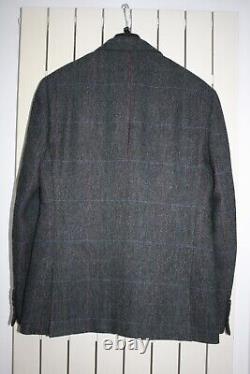 Moss Bross slim fit wool 3 piece suit 40R jacket & waistcoat 32R trousers tweed