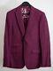 Moss London 2 pc Tweed Suit Mens 38 Slim Fit Burgundy Red Formal