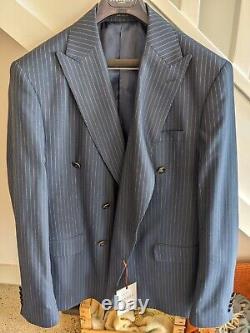 Mr Guild London Men's Slim Fit French Blue Double Breasted Suit Size 46 New